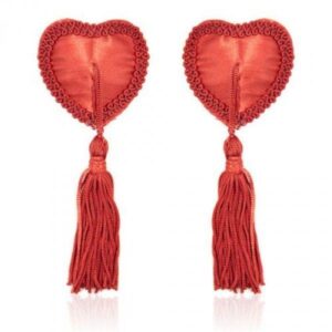 Bielizna-Heart Nipples Tassels RED