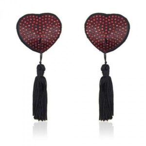 Bielizna-Heart shine nipples tassels (rosso)