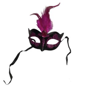 Maska-Venetian Mask Purple with Purple Stone and Feather