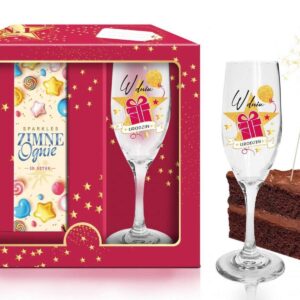 URODZINOWA STARS MAGENTA- zestaw 
kieliszek do szampana + zimne ognie- W 
dniu urodzin