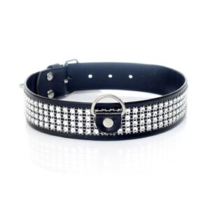 Fetish B - Series Collar with crystals 3 cm silver
