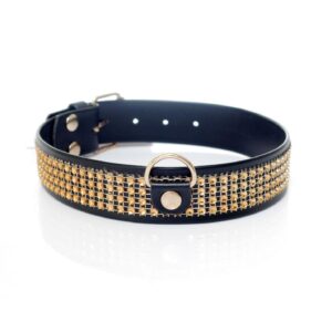 Fetish B - Series Collar with crystals 3 cm gold