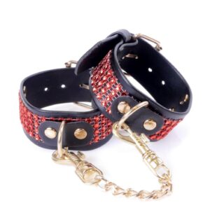 Fetish B - Series Handcuffs with cristals 3 cm Red Line