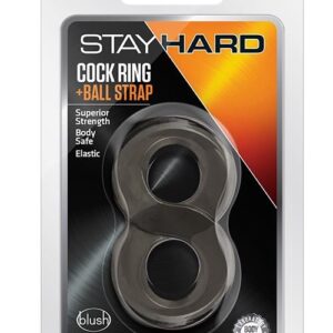 STAY HARD COCK RING AND BALL STRAP BLACK