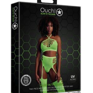 Two Piece with Crop Top and Stockings - Green - XS/XL