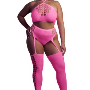 Two Piece with Crop Top and Stockings  XL/XXXXL