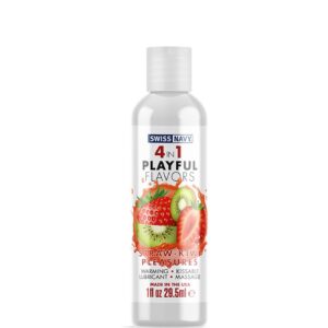 4 In 1 Lubricant with Straw-Kiwi Pleasures Flavor - 1 fl oz / 30 ml