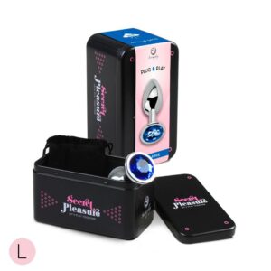 BLUE JEWELLED METAL BUTT PLUG L