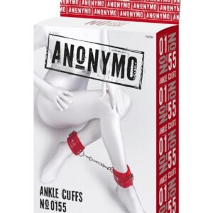 Anonymo handcuffs, PU leather, red, 27 cm