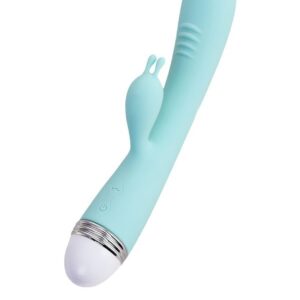 Vibrator with clitoral stimulator Flovetta by Toyfa Iris, silicone, mint, 22 cm