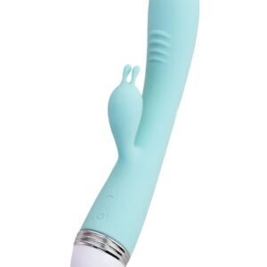 Vibrator with clitoral stimulator Flovetta by Toyfa Iris, silicone, mint, 22 cm