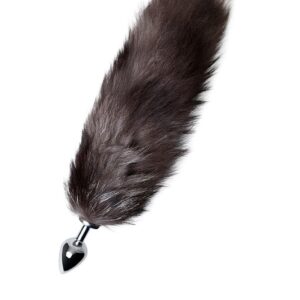 Silver anal plug with a fox tail