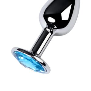 Silver anal plug TOYFA Metal,with a Topaz color gem