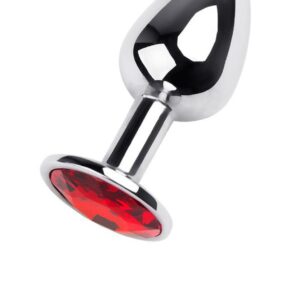 Silver anal plug TOYFA Metal,with a red gem