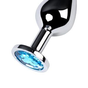 Silver anal plug with gem, turquoise