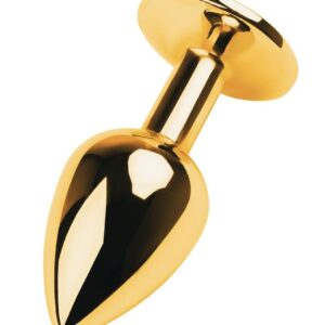 Golden anal plug TOYFA Metal,with a tourmaline colored gem
