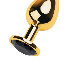 Gold anal plug TOYFA Metal with pink round-shaped gem