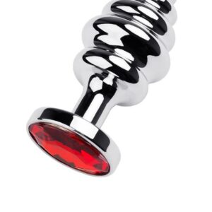 Silver anal plug with red gem