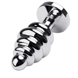 Silver anal plug with red gem