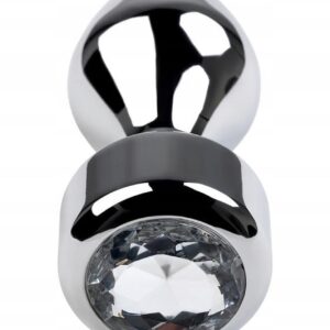 Metal by TOYFA, Anal plug, metal, silver, with diamond crystal, 9.5 cm, O 3.5 cm, 130 g