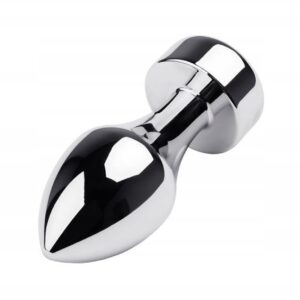 Silver anal plug TOYFA Metal with white round-shaped gem