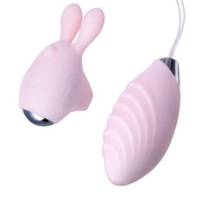 JOS VITA finger vibrating egg and vibrating attachment, silicone, powder pink, 8.5 and 8 cm
