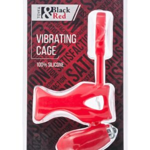Black & Red, Penis ring with vibration, clitoral stimulation, silicone, red 14.5 cm