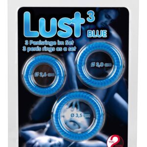 Lust 3 Cock Rings blue