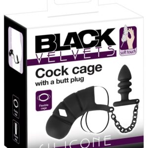 Black Velvets Cock cage with a