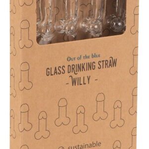 Glass Drinking Straw Willy x 4