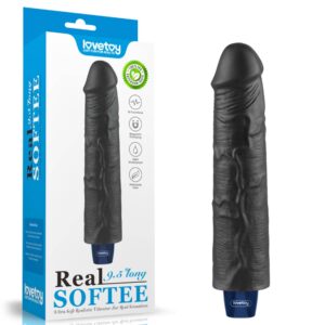 9.5" REAL SOFTEE Rechargeable TPE Vibrating Dildo(Black
