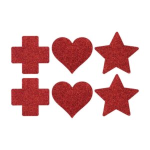 Nipple Cover Set - Cross Star Heart - Red