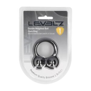 Liquid Silicone Double Weighted Ball Cockring - Black