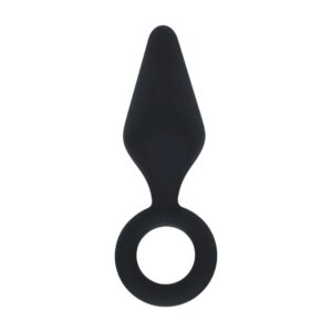 Silicone Anal Plug with Loop - S - Black