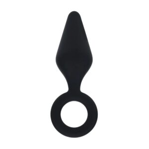 Silicone Anal Plug with Loop - M - Black