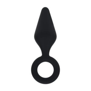 Silicone Anal Plug with Loop - L - Black