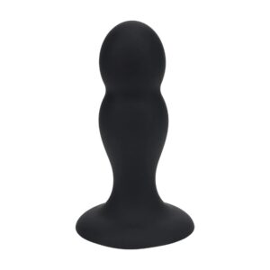 Double Rattle Liquid Silicone Anal Plug - M - Black