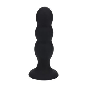 Tri Rattle Liquid Silicone Anal Plug - L - Black