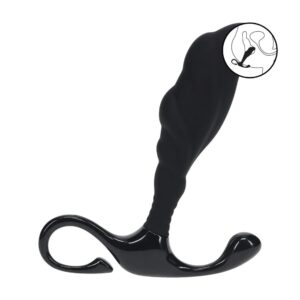 Rippled with Hard Loop Silicone Prostate Massager - S - Black
