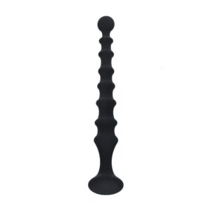 Ribbed Silicone Flared Anal Probe - Black