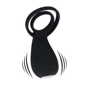 Vibrating Cock and Ball Ring with Paw Stimulator - Black
