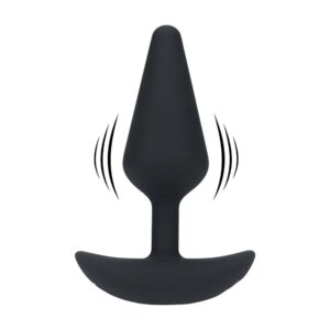 Classic Vibrating Silicone Anal Plug - M - Black