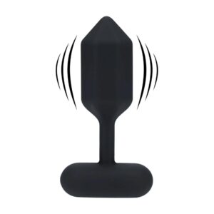 Hexagonal Vibrating Silicone Anal Plug - L - Black