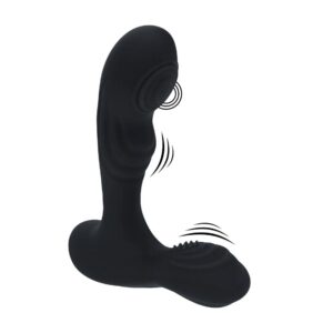 Vibrating and Tapping Silicone Prostate Massager with Ball Stimulator - Black