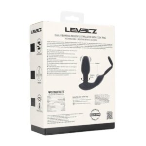 Dual Vibrating Remote Rotating Beads Silicone Prostate Stimulator with Cock and Ball Ring - Black