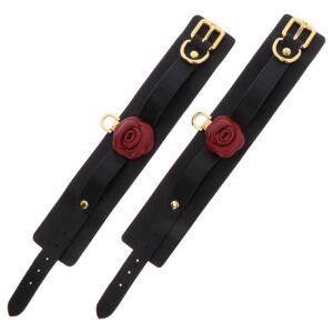 Wild Roses Wrist Cuffs Black