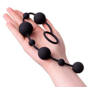 Anal beads Toyfa A-toys Coron, with balls, silicone, black, 35,9 cm